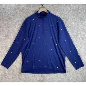 San Soleil American Flag Pullover 1/4 Zip Golf Shirt‎ Men's Medium UV50 Blue